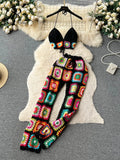 Knitted Mini Camis+Elastic Waist Long Pants 2pc