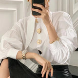 Sharp Corner Collar Loose Long Sleeve Blouse