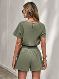 Casual Loose Round Neck T-Shirts And Elastic Waist Shorts  2pc
