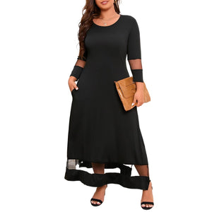 Long Sleeve Loose Comfy Long Dress with Pockets-PS