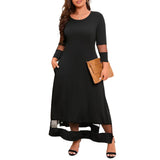 Long Sleeve Loose Comfy Long Dress with Pockets-PS