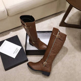 Round Toe Chunky Heel Knee Boots