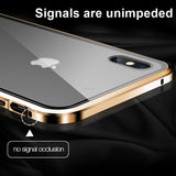 Magnetic Tempered Glass Privacy Metal Case For iphone 14 13 12 XR 11 Pro MAX X 7 8 6 6S-Blue