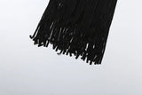 Turtleneck Velvet Ruched Tassel Hem Dress