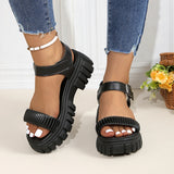 Thick Heel Buckle Solid Color Non-slip Casual Sandal