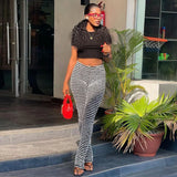 Block Stripes High Waist Pants