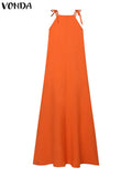 Long Maxi Solid Color Loose Ruffled Dress- PS