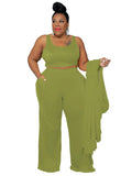 Long Sleeve Cardigan with Crop Top and Pants 3pc- PS