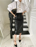 Sharp Corner Collar Loose Long Sleeve Blouse