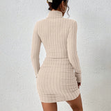 Turtleneck Long Sleeves Mini Bodycon Dress