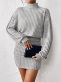 High Neck Knitted Sweater Dress