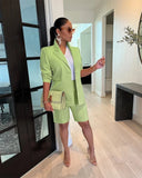 Long Sleeve Blazer and Shorts Set