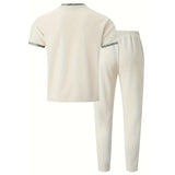 Stand up Collar Short Sleeve T-shirt and Pants 2pc