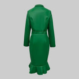 Faux Leather Lapel Dress