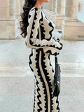 Black and Gray Wave Stripe Print Dress