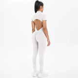 Short Sleeved One-Piece Suit Half Zipper Gym Yoga Set