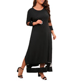 Long Sleeve Loose Comfy Long Dress with Pockets-PS