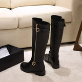 Round Toe Chunky Heel Knee Boots