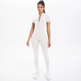 Short Sleeved One-Piece Suit Half Zipper Gym Yoga Set