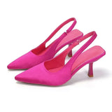 Summer Women Heels Sandals Red Pointed Slingback Sandals Shoes Green Black Purple Kitten Heels Party Prom Ladies Stilettos