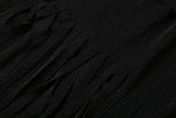 Turtleneck Velvet Ruched Tassel Hem Dress