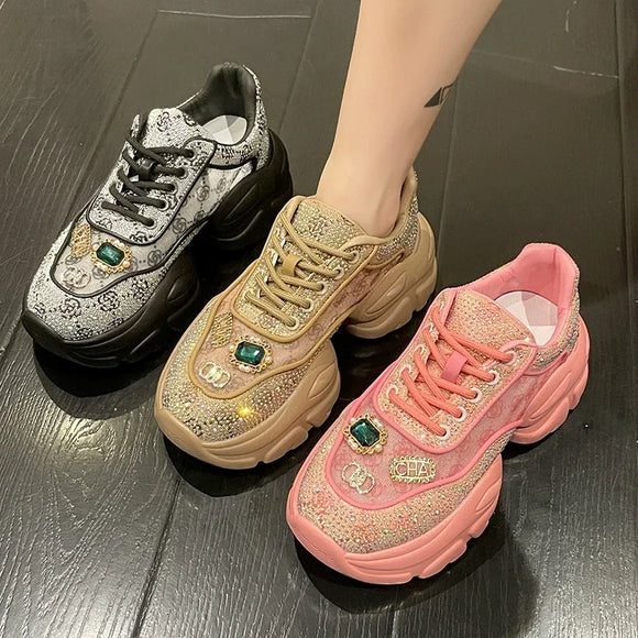 Platform Rhinestone Sneakers
