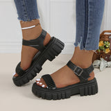 Thick Heel Buckle Solid Color Non-slip Casual Sandal