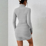 Turtleneck Long Sleeves Mini Bodycon Dress