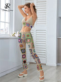 Knitted Mini Camis+Elastic Waist Long Pants 2pc