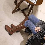 Round Toe Chunky Heel Knee Boots