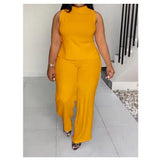 Print Sleeveless Shirt and Wide Leg Pants 2pc