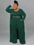 Long Sleeve Cardigan with Crop Top and Pants 3pc- PS