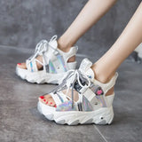 Mixed Color Platform Wedge Sandal