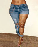 Big Hollow Out Hole Chain Jeans