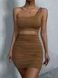 Hollow Out One Shoulder Strap Dress