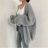 Lantern Sleeve Open Knit Cardigan