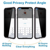 Magnetic Tempered Glass Privacy Metal Case For iphone 14 13 12 XR 11 Pro MAX X 7 8 6 6S- Black