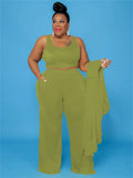 Long Sleeve Cardigan with Crop Top and Pants 3pc- PS