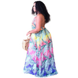 Loose Pleated Backless Halter Long Dress-PS