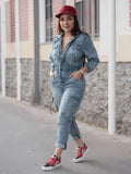 Denim Washed Long Sleeved Jumpsuit-PS