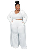 Long Sleeve Cardigan with Crop Top and Pants 3pc- PS