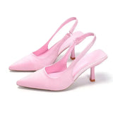 Summer Women Heels Sandals Red Pointed Slingback Sandals Shoes Green Black Purple Kitten Heels Party Prom Ladies Stilettos