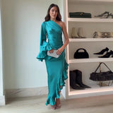 One-shoulder Ruffle Hem Dress