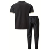 Stand up Collar Short Sleeve T-shirt and Pants 2pc