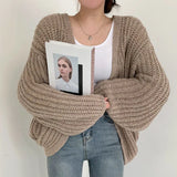 Lantern Sleeve Open Knit Cardigan