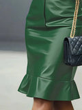 Faux Leather Lapel Dress