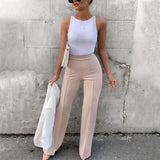 Solid Color Flared Trousers