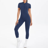 Short Sleeved One-Piece Suit Half Zipper Gym Yoga Set