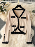 Thick Knitted Loose Cardigan Knit Vest+Elastic Long Pants 3pc Outfit