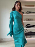 One-shoulder Ruffle Hem Dress